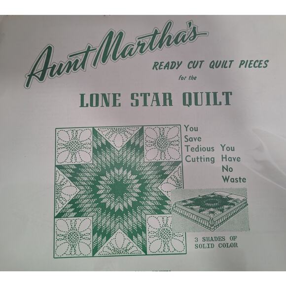 Precut Pieces Lone Star Quilt Kit by Aunt Martha's Studios - Picture 4 of 5